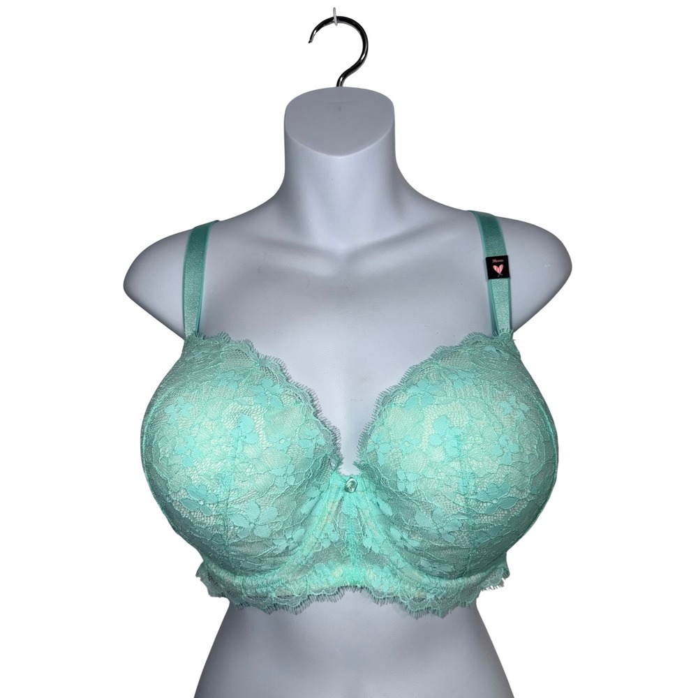 Victorias Secret Dream Angels Mint Green Floral Lace Lined Demi Bra 38DDD NEW